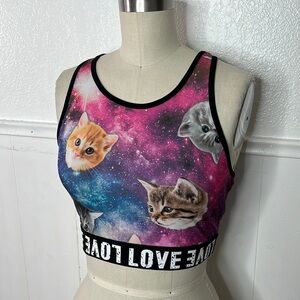 Vintage retro Tmani Y2K LOVE Cyber kitty stretch tank top